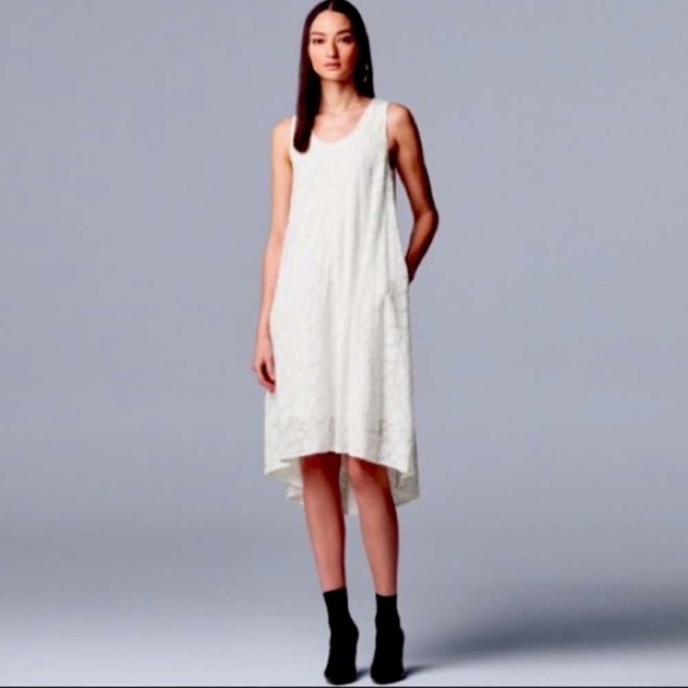 Vera Wang White Lace Swingy Tank Dress
